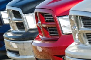 FCA Certified Collision Repair Center - Dodge RAMs lined up